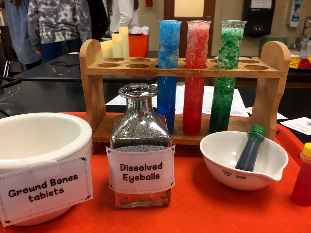 Halloween wizard potions lab set up