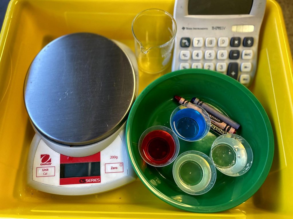 materials for density column activity for teaching Earth's layers