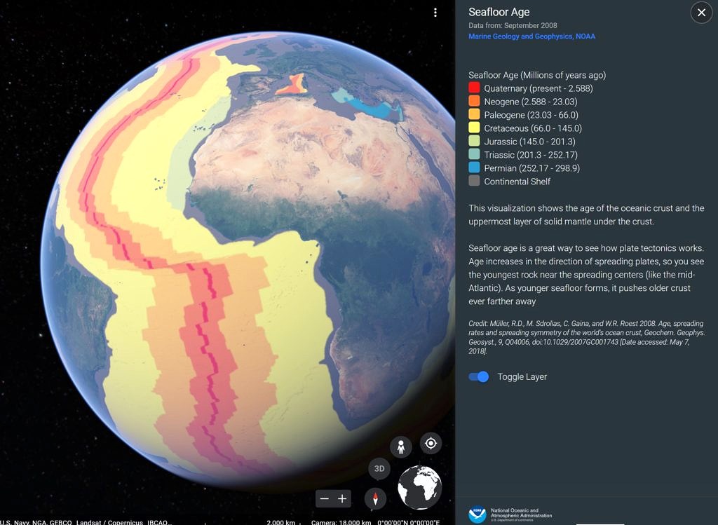 Google Earth Seafloor Age layer