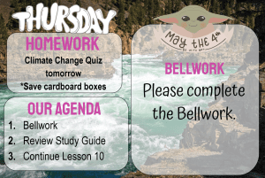 6th grade science Bellwork board example