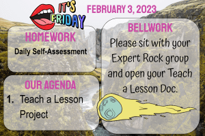 6th grade science Bellwork board example